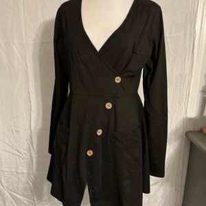 Chic Black Button-Front Dress